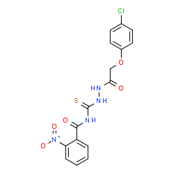 ChemSpider 2D Image | N-({2-[(4-Chlorophenoxy)acetyl]hydrazino}carbonothioyl)-2-nitrobenzamide | C16H13ClN4O5S