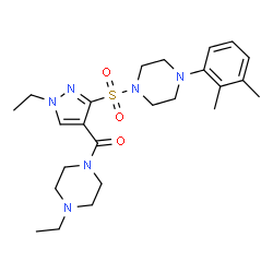 ChemSpider 2D Image | (3-{[4-(2,3-Dimethylphenyl)-1-piperazinyl]sulfonyl}-1-ethyl-1H-pyrazol-4-yl)(4-ethyl-1-piperazinyl)methanone | C24H36N6O3S