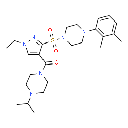 ChemSpider 2D Image | (3-{[4-(2,3-Dimethylphenyl)-1-piperazinyl]sulfonyl}-1-ethyl-1H-pyrazol-4-yl)(4-isopropyl-1-piperazinyl)methanone | C25H38N6O3S