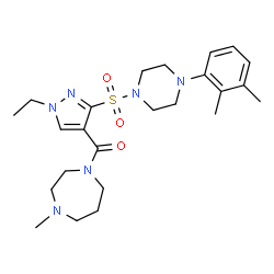 ChemSpider 2D Image | (3-{[4-(2,3-Dimethylphenyl)-1-piperazinyl]sulfonyl}-1-ethyl-1H-pyrazol-4-yl)(4-methyl-1,4-diazepan-1-yl)methanone | C24H36N6O3S