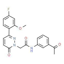ChemSpider 2D Image | N-(3-Acetylphenyl)-2-[3-(4-fluoro-2-methoxyphenyl)-6-oxo-1(6H)-pyridazinyl]acetamide | C21H18FN3O4