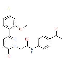 ChemSpider 2D Image | N-(4-Acetylphenyl)-2-[3-(4-fluoro-2-methoxyphenyl)-6-oxo-1(6H)-pyridazinyl]acetamide | C21H18FN3O4