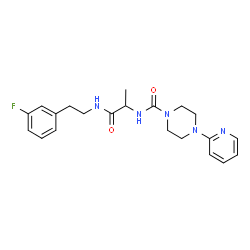 ChemSpider 2D Image | N-(1-{[2-(3-Fluorophenyl)ethyl]amino}-1-oxo-2-propanyl)-4-(2-pyridinyl)-1-piperazinecarboxamide | C21H26FN5O2