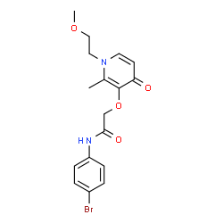 ChemSpider 2D Image | N-(4-Bromophenyl)-2-{[1-(2-methoxyethyl)-2-methyl-4-oxo-1,4-dihydro-3-pyridinyl]oxy}acetamide | C17H19BrN2O4