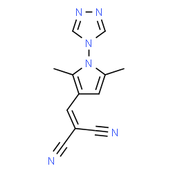 ChemSpider 2D Image | {[2,5-Dimethyl-1-(4H-1,2,4-triazol-4-yl)-1H-pyrrol-3-yl]methylene}malononitrile | C12H10N6