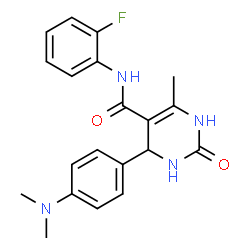 ChemSpider 2D Image | 4-[4-(Dimethylamino)phenyl]-N-(2-fluorophenyl)-6-methyl-2-oxo-1,2,3,4-tetrahydro-5-pyrimidinecarboxamide | C20H21FN4O2