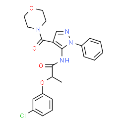 ChemSpider 2D Image | 2-(3-Chlorophenoxy)-N-[4-(4-morpholinylcarbonyl)-1-phenyl-1H-pyrazol-5-yl]propanamide | C23H23ClN4O4
