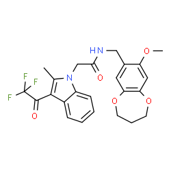 ChemSpider 2D Image | N-[(8-Methoxy-3,4-dihydro-2H-1,5-benzodioxepin-7-yl)methyl]-2-[2-methyl-3-(trifluoroacetyl)-1H-indol-1-yl]acetamide | C24H23F3N2O5