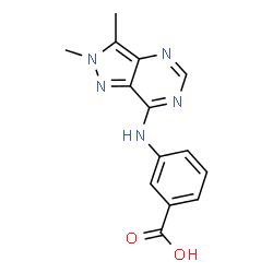 ChemSpider 2D Image | 3-((2,3-Dimethyl-2H-pyrazolo[4,3-d]pyrimidin-7-yl)amino)benzoic acid | C14H13N5O2