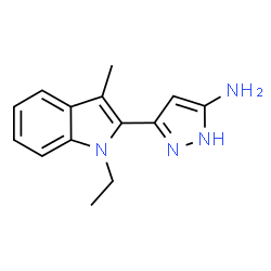 ChemSpider 2D Image | 3-(1-Ethyl-3-methyl-1H-indol-2-yl)-1H-pyrazol-5-amine | C14H16N4