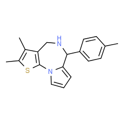 ChemSpider 2D Image | 2,3-Dimethyl-6-(4-methylphenyl)-5,6-dihydro-4H-pyrrolo[1,2-a]thieno[3,2-f][1,4]diazepine | C19H20N2S