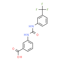 ChemSpider 2D Image | 3-({[3-(Trifluoromethyl)phenyl]carbamoyl}amino)benzoic acid | C15H11F3N2O3