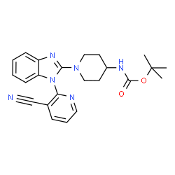 ChemSpider 2D Image | 2-Methyl-2-propanyl {1-[1-(3-cyano-2-pyridinyl)-1H-benzimidazol-2-yl]-4-piperidinyl}carbamate | C23H26N6O2