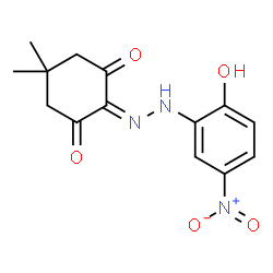 ChemSpider 2D Image | 2-[(2-Hydroxy-5-nitrophenyl)hydrazono]-5,5-dimethyl-1,3-cyclohexanedione | C14H15N3O5