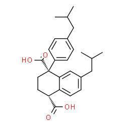 ChemSpider 2D Image | (1R,4R)-7-Isobutyl-1-(4-isobutylphenyl)-1,2,3,4-tetrahydro-1,4-naphthalenedicarboxylic acid | C26H32O4
