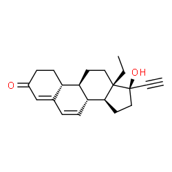 ChemSpider 2D Image | (8R,9S,10R,13S,14S,17R)-13-Ethyl-17-ethynyl-17-hydroxy-1,2,8,9,10,11,12,13,14,15,16,17-dodecahydro-3H-cyclopenta[a]phenanthren-3-one | C21H26O2