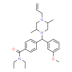 ChemSpider 2D Image | 4-[(4-Allyl-2,5-dimethyl-1-piperazinyl)(3-methoxyphenyl)methyl]-N,N-diethylbenzamide | C28H39N3O2