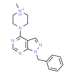 ChemSpider 2D Image | 4-(1-Benzyl-1H-pyrazolo[3,4-d]pyrimidin-4-yl)-1-methylpiperazin-1-ium | C17H21N6