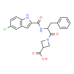 ChemSpider 2D Image | 1-{N-[(5-Chloro-1H-indol-2-yl)carbonyl]phenylalanyl}-3-azetidinecarboxylic acid | C22H20ClN3O4