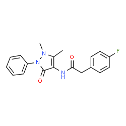ChemSpider 2D Image | N-(1,5-Dimethyl-3-oxo-2-phenyl-2,3-dihydro-1H-pyrazol-4-yl)-2-(4-fluorophenyl)acetamide | C19H18FN3O2