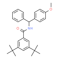 ChemSpider 2D Image | N-[(4-Methoxyphenyl)(phenyl)methyl]-3,5-bis(2-methyl-2-propanyl)benzamide | C29H35NO2