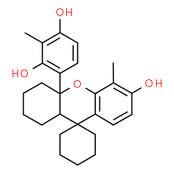 ChemSpider 2D Image | 4-(6'-Hydroxy-5'-methyl-1',3',4',9a'-tetrahydrospiro[cyclohexane-1,9'-xanthen]-4a'(2'H)-yl)-2-methyl-1,3-benzenediol | C26H32O4