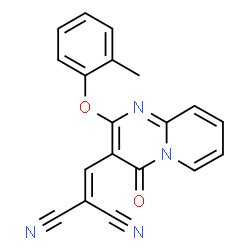 ChemSpider 2D Image | {[2-(2-Methylphenoxy)-4-oxo-4H-pyrido[1,2-a]pyrimidin-3-yl]methylene}malononitrile | C19H12N4O2