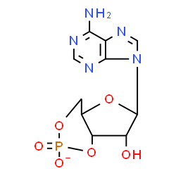 ChemSpider 2D Image | 6-(6-Amino-9H-purin-9-yl)-7-hydroxytetrahydro-4H-furo[3,2-d][1,3,2]dioxaphosphinin-2-olate 2-oxide | C10H11N5O6P