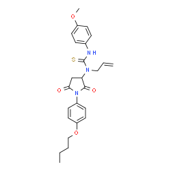 ChemSpider 2D Image | 1-Allyl-1-[1-(4-butoxyphenyl)-2,5-dioxo-3-pyrrolidinyl]-3-(4-methoxyphenyl)thiourea | C25H29N3O4S