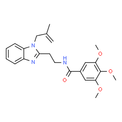 ChemSpider 2D Image | 3,4,5-Trimethoxy-N-{2-[1-(2-methyl-2-propen-1-yl)-1H-benzimidazol-2-yl]ethyl}benzamide | C23H27N3O4