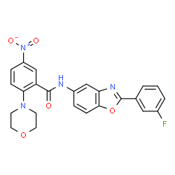 ChemSpider 2D Image | N-[2-(3-Fluorophenyl)-1,3-benzoxazol-5-yl]-2-(4-morpholinyl)-5-nitrobenzamide | C24H19FN4O5