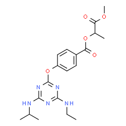 ChemSpider 2D Image | 1-Methoxy-1-oxo-2-propanyl 4-{[4-(ethylamino)-6-(isopropylamino)-1,3,5-triazin-2-yl]oxy}benzoate | C19H25N5O5