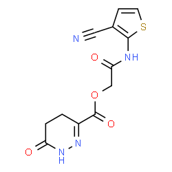 ChemSpider 2D Image | 2-[(3-Cyano-2-thienyl)amino]-2-oxoethyl 6-oxo-1,4,5,6-tetrahydro-3-pyridazinecarboxylate | C12H10N4O4S