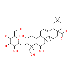 ChemSpider 2D Image | 3-(Hexopyranosyloxy)-2,6,23-trihydroxyolean-12-en-28-oic acid | C36H58O11