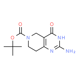 ChemSpider 2D Image | 2-Methyl-2-propanyl 2-amino-4-oxo-1,5,7,8-tetrahydropyrido[4,3-d]pyrimidine-6(4H)-carboxylate | C12H18N4O3
