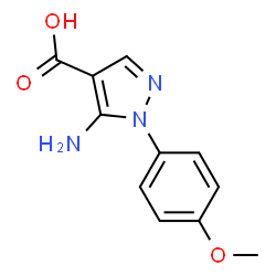 ChemSpider 2D Image | 5-Amino-1-(4-methoxyphenyl)-1H-pyrazole-4-carboxylic acid | C11H11N3O3