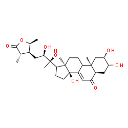 ChemSpider 2D Image | (2beta,3beta,5beta,9xi,17xi,22R,24S,25S,28S)-2,3,14,20,22-Pentahydroxy-26,28-epoxystigmast-7-ene-6,26-dione | C29H44O8