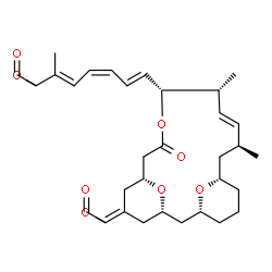ChemSpider 2D Image | Methyl (3E,5Z,7E)-8-[(1R,3S,5Z,7R,11R,12R,13E,15S,17S)-5-(2-methoxy-2-oxoethylidene)-12,15-dimethyl-9-oxo-10,21,22-trioxatricyclo[15.3.1.1~3,7~]docos-13-en-11-yl]-3-methyl-3,5,7-octatrienoate | C34H48O8