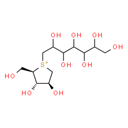 ChemSpider 2D Image | (2R,3S,4S)-1-(2,3,4,5,6,7-Hexahydroxyheptyl)-3,4-dihydroxy-2-(hydroxymethyl)tetrahydrothiophenium | C12H25O9S