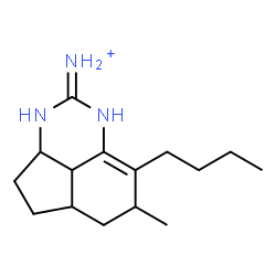 ChemSpider 2D Image | 8-Butyl-7-methyl-1,3a,4,5,5a,6,7,8b-octahydrocyclopenta[de]quinazolin-2-aminium | C15H26N3