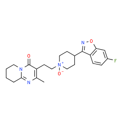 ChemSpider 2D Image | 3-{2-[4-(6-Fluoro-1,2-benzoxazol-3-yl)-1-oxido-1-piperidinyl]ethyl}-2-methyl-6,7,8,9-tetrahydro-4H-pyrido[1,2-a]pyrimidin-4-one | C23H27FN4O3