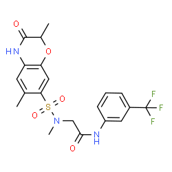 ChemSpider 2D Image | N~2~-[(2,6-Dimethyl-3-oxo-3,4-dihydro-2H-1,4-benzoxazin-7-yl)sulfonyl]-N~2~-methyl-N-[3-(trifluoromethyl)phenyl]glycinamide | C20H20F3N3O5S