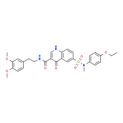 ChemSpider 2D Image | N-[2-(3,4-Dimethoxyphenyl)ethyl]-6-[(4-ethoxyphenyl)(methyl)sulfamoyl]-4-oxo-1,4-dihydro-3-quinolinecarboxamide | C29H31N3O7S
