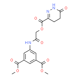 ChemSpider 2D Image | Dimethyl 5-[({[(6-oxo-1,4,5,6-tetrahydro-3-pyridazinyl)carbonyl]oxy}acetyl)amino]isophthalate | C17H17N3O8