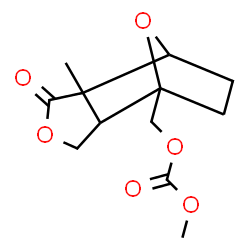 ChemSpider 2D Image | Methyl (6-methyl-5-oxo-4,10-dioxatricyclo[5.2.1.0~2,6~]dec-1-yl)methyl carbonate | C12H16O6