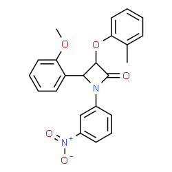 ChemSpider 2D Image | 4-(2-Methoxyphenyl)-3-(2-methylphenoxy)-1-(3-nitrophenyl)-2-azetidinone | C23H20N2O5