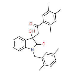 ChemSpider 2D Image | 1-(2,5-Dimethylbenzyl)-3-hydroxy-3-[2-oxo-2-(2,4,5-trimethylphenyl)ethyl]-1,3-dihydro-2H-indol-2-one | C28H29NO3