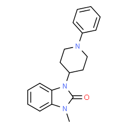 ChemSpider 2D Image | 1-Methyl-3-(1-phenyl-4-piperidinyl)-1,3-dihydro-2H-benzimidazol-2-one | C19H21N3O