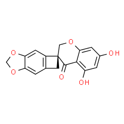 ChemSpider 2D Image | (3R)-5,7-Dihydroxy-4H,6'H-spiro[chromene-3,5'-cyclobuta[f][1,3]benzodioxol]-4-one | C17H12O6