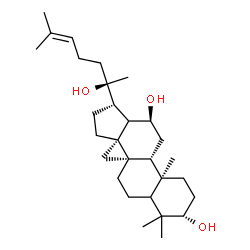 ChemSpider 2D Image | (3beta,5xi,12alpha,13xi,14beta,20R)-Dammar-24-ene-3,12,20-triol | C30H52O3